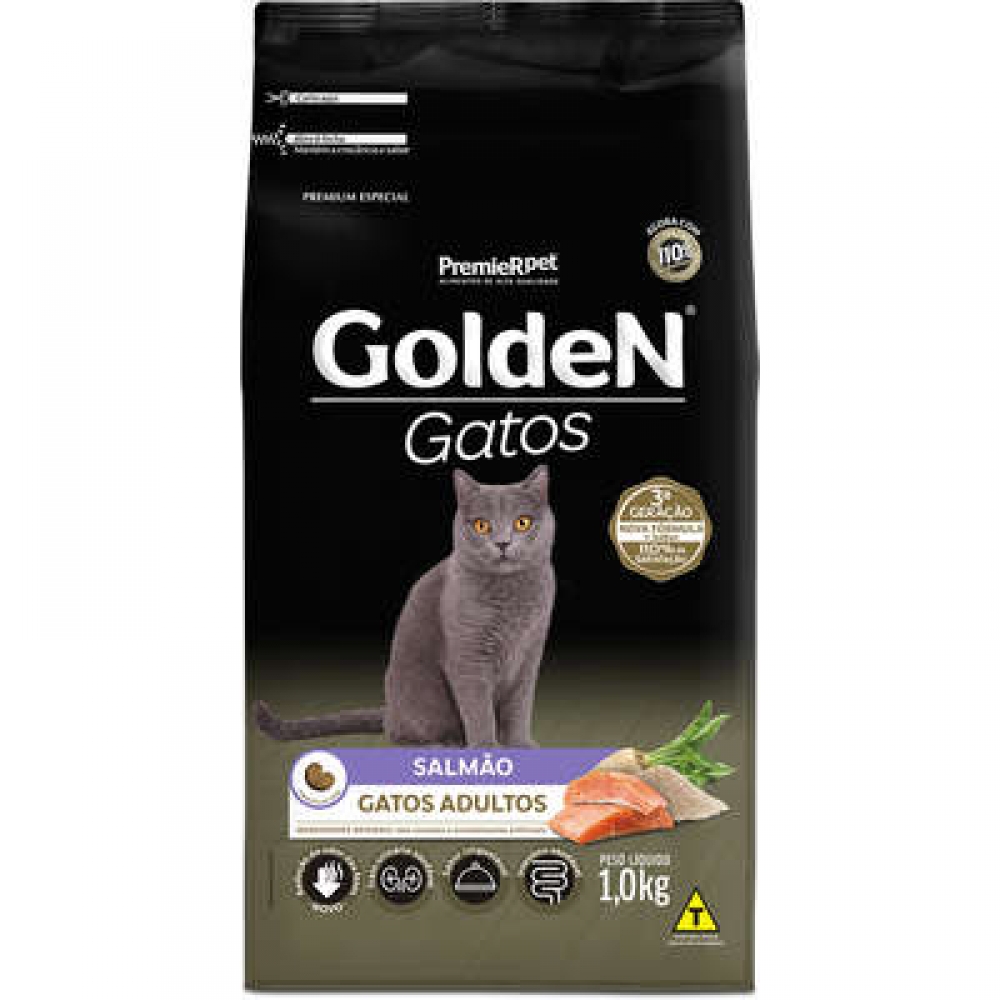 Ração Golden Gatos Adultos Salmão 1 kg