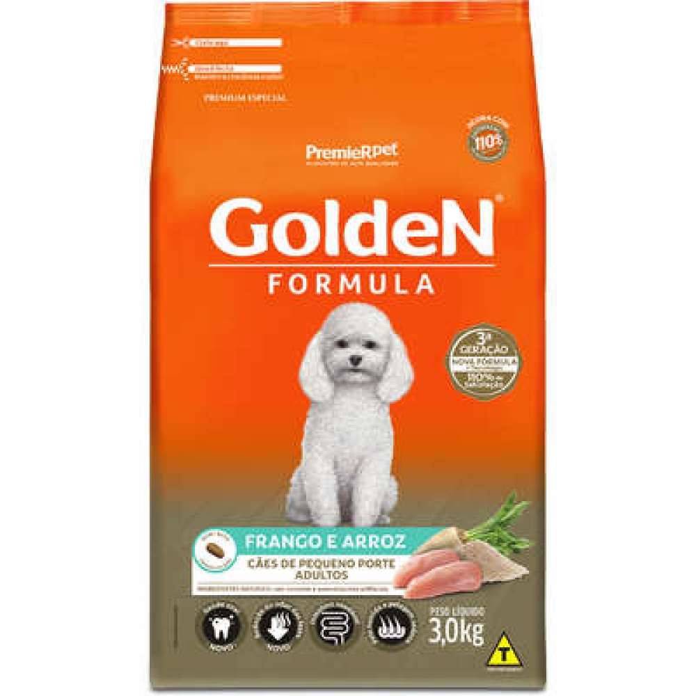Ração Golden Cães Adultos Minibits Frango 3 kg