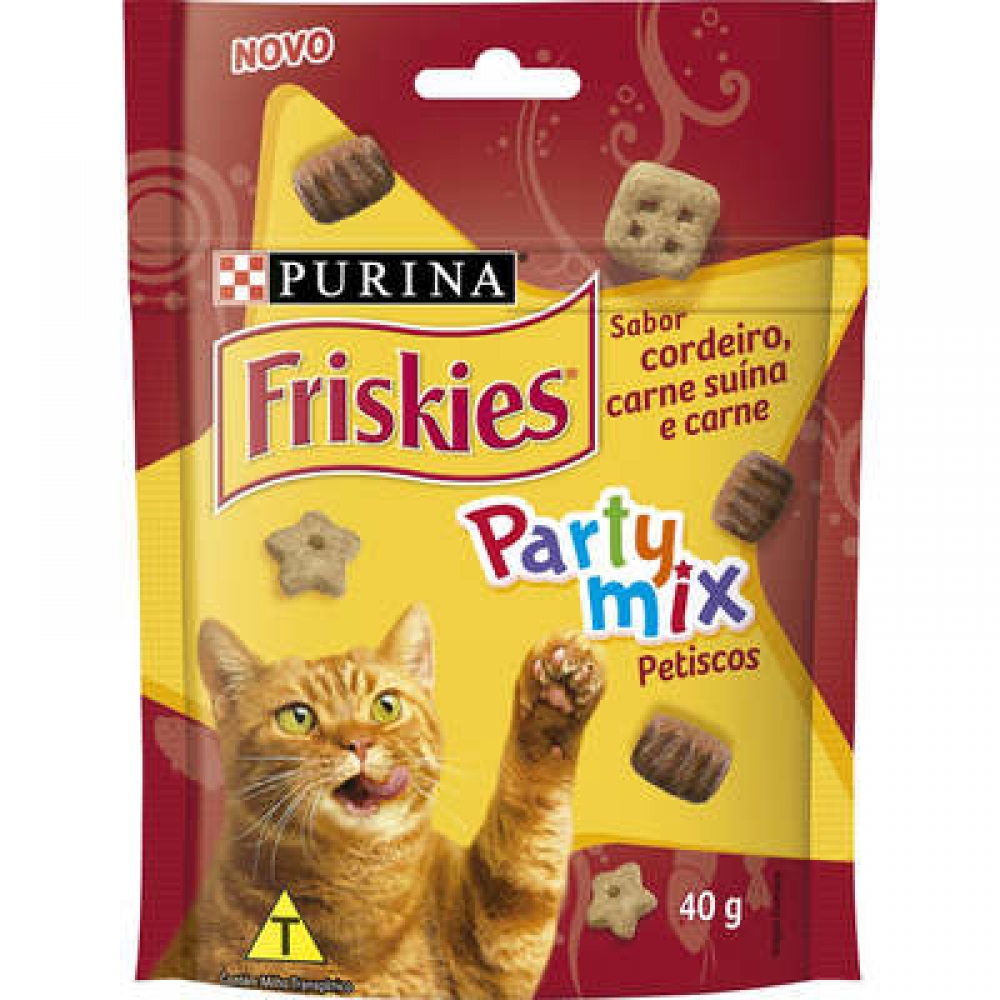 Friskies Party Mix Cordeiro, Carne Suína e Carne para Gatos Adultos