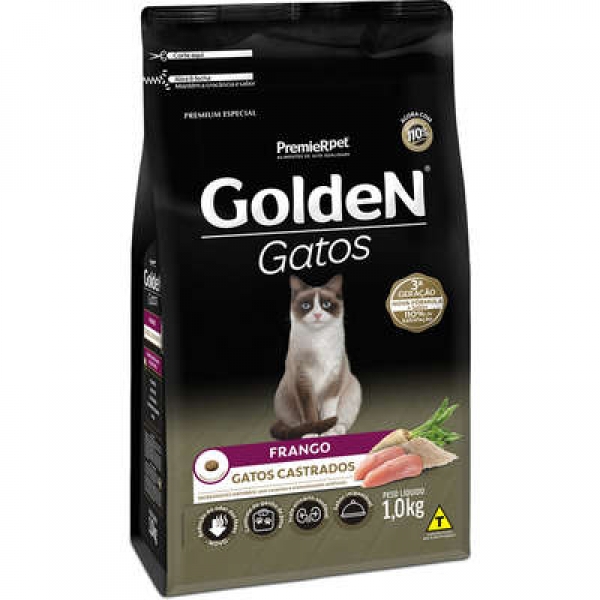 Ração Golden Gatos Adultos Castrados Frango 1 kg